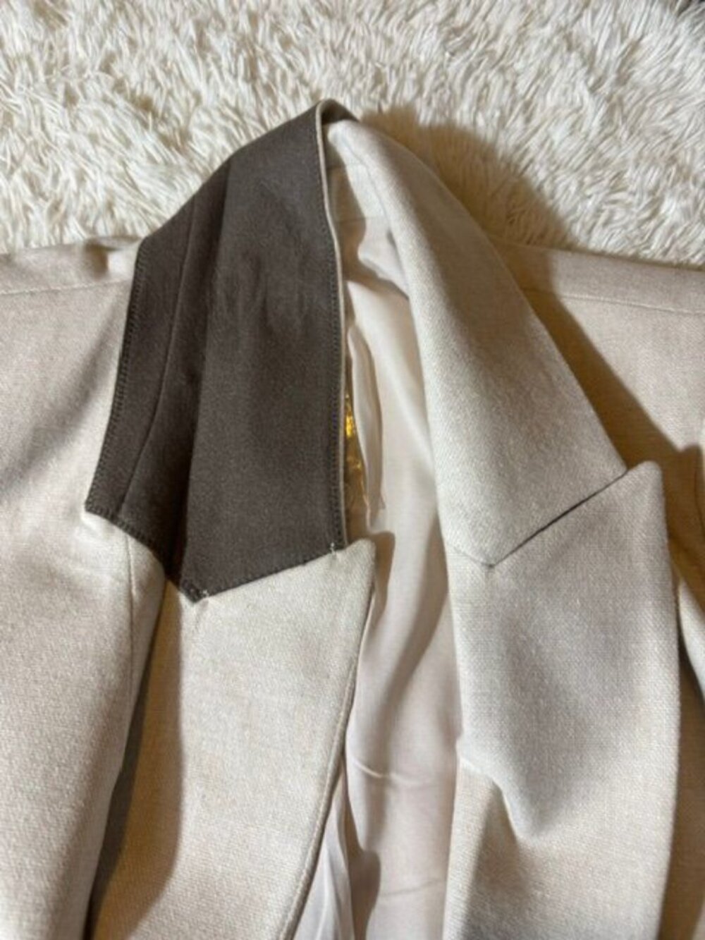 Express Oatmeal Heather Luxe Lounge Cotton Wool Blend Blazer - Picture 8 of 11